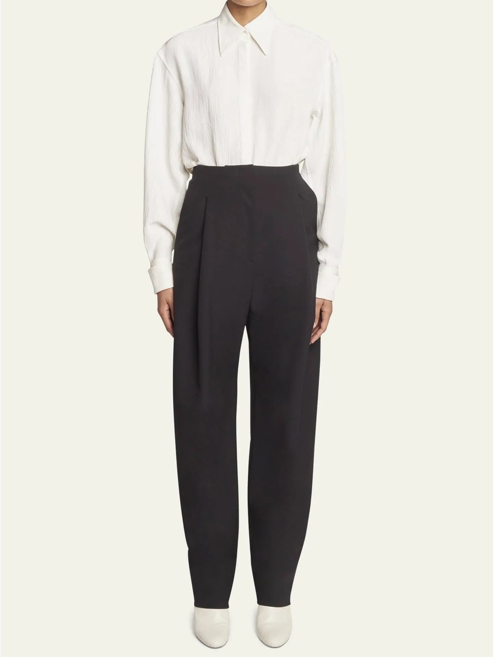 Proenza Schouler Black High-Waist Pleated Trousers